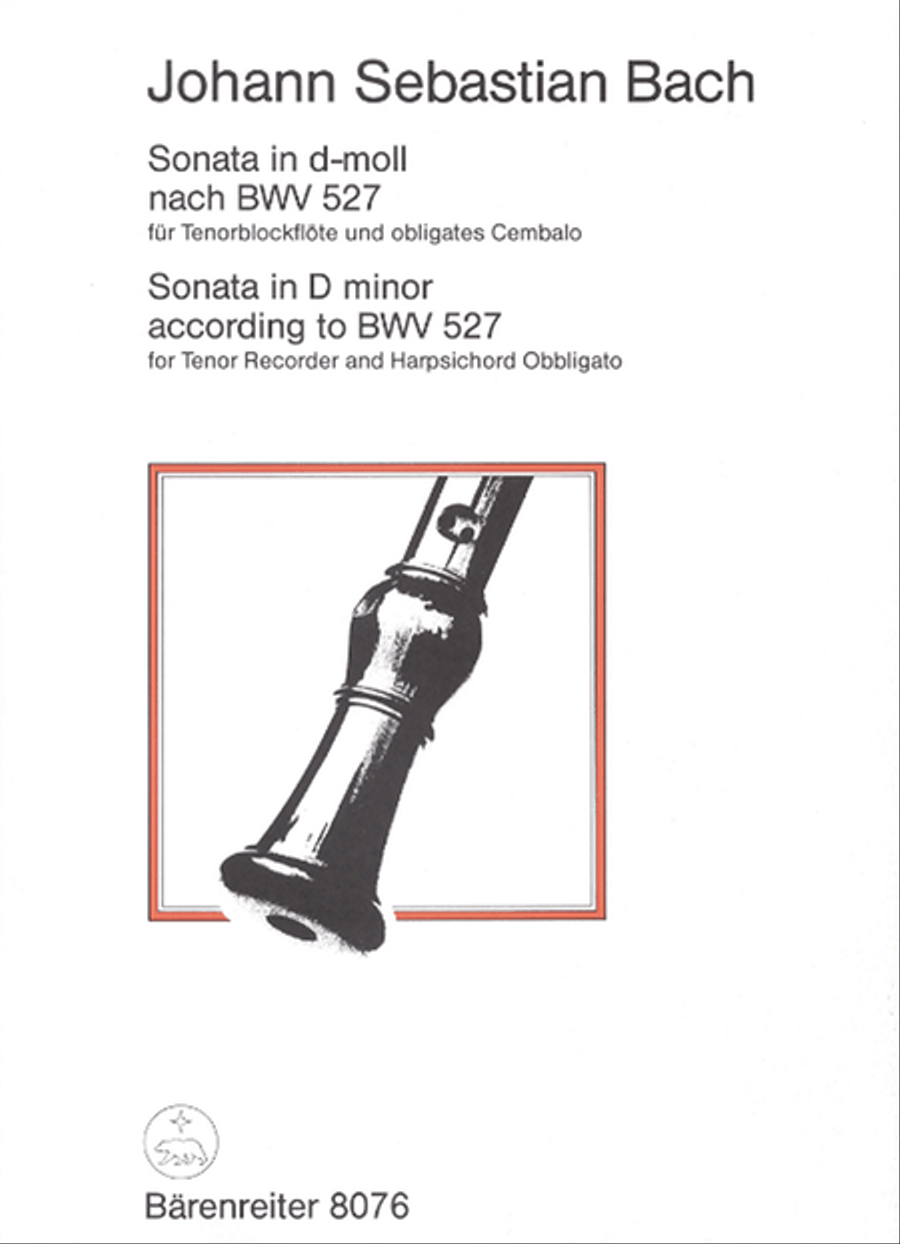 Sonata for Tenor Recorder and Harpsichord obbligato d minor BWV 527 Tenor Recorder scores gallery preview page 1