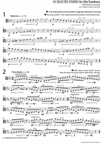 Kopprasch Studies for Alto Trombone