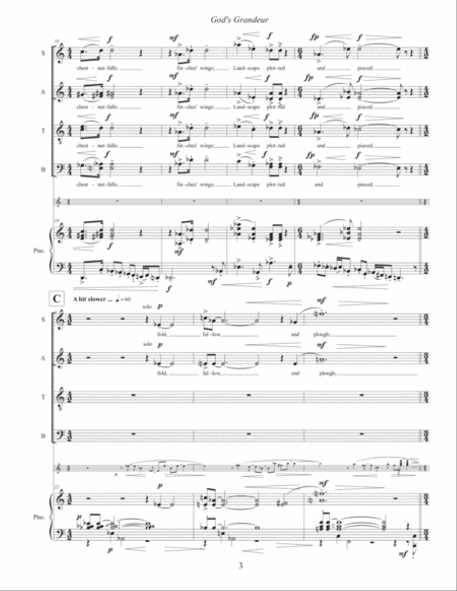 God's Grandeur (2012) vocal score 4-Part scores gallery preview page 3