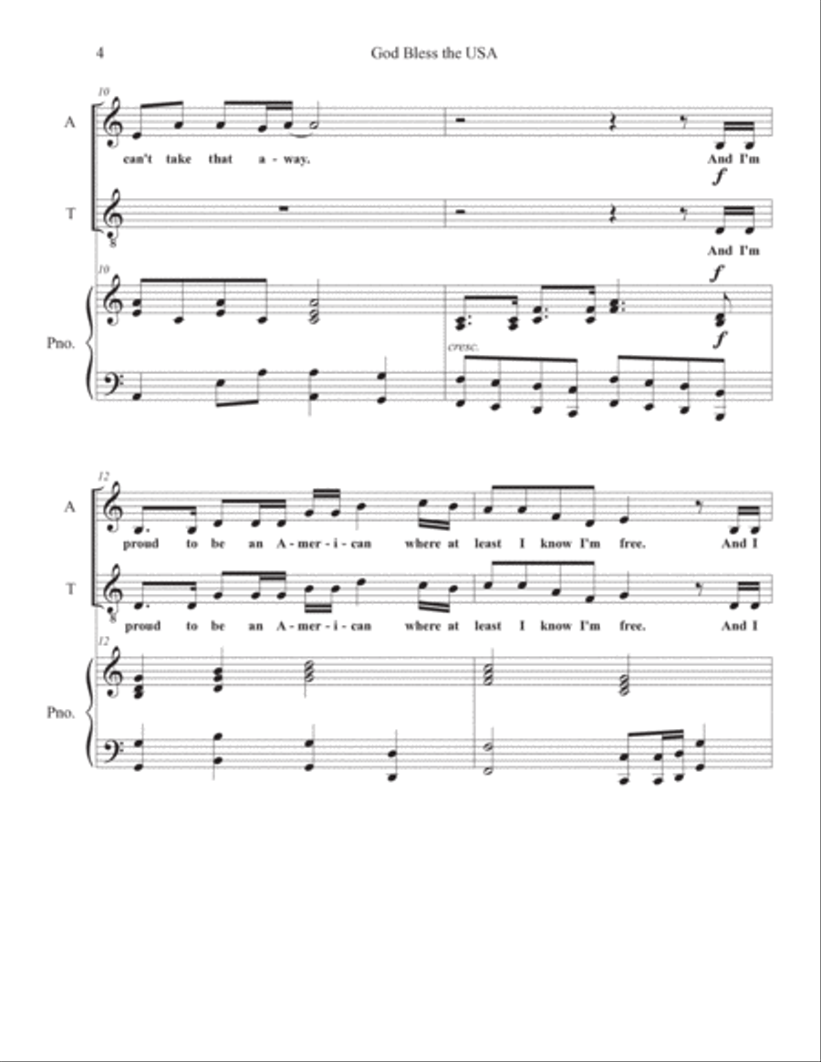 God Bless The U.s.a. Vocal Duet scores gallery preview page 4