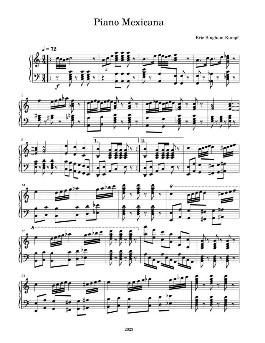 Piano Mexicana Piano Mexicana Piano Solo scores gallery preview page 1