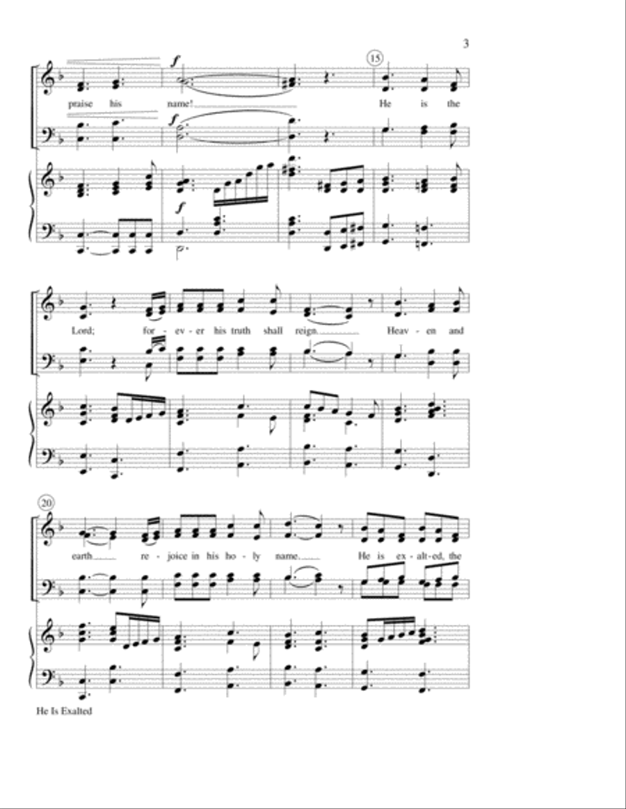 He Is Exalted 4-Part scores gallery preview page 3