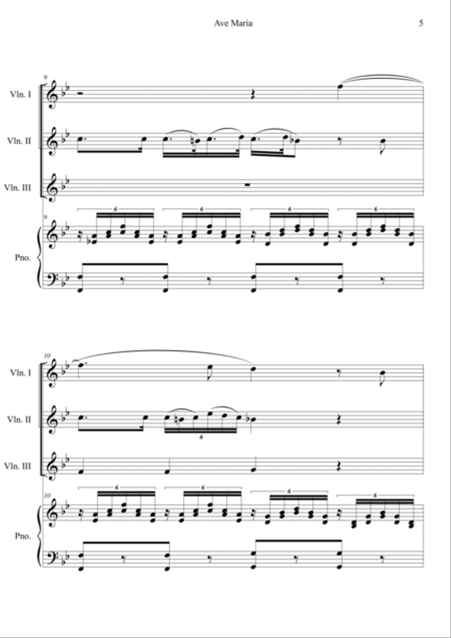 Ave Maria D.839 B flat Major Piano Quartet scores gallery preview page 5