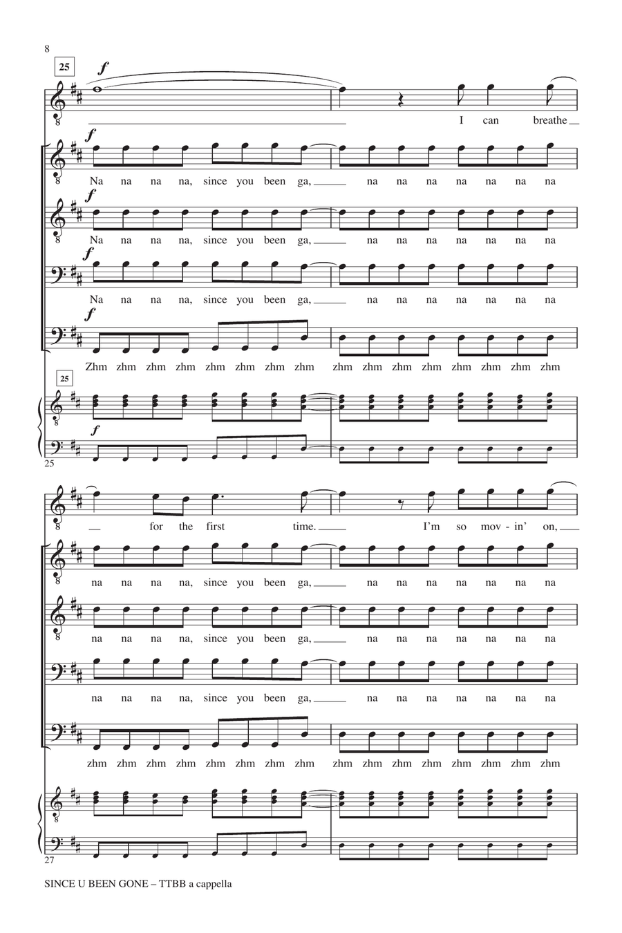 Since U Been Gone (as performed in Pitch Perfect) (arr. Deke Sharon) TTBB scores gallery preview page 7
