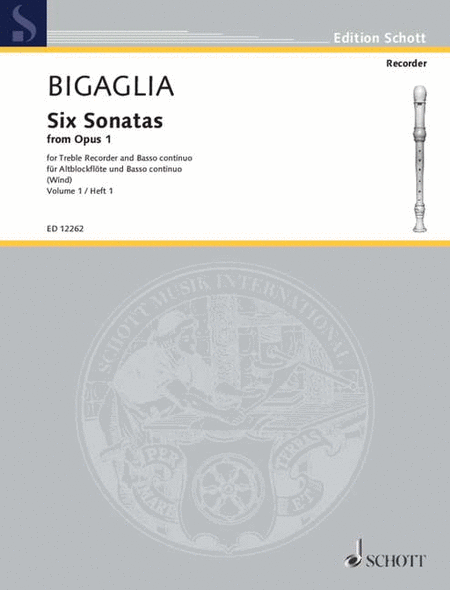 Bigaglia 6 Sonatas Bk.1 For Treb/cont