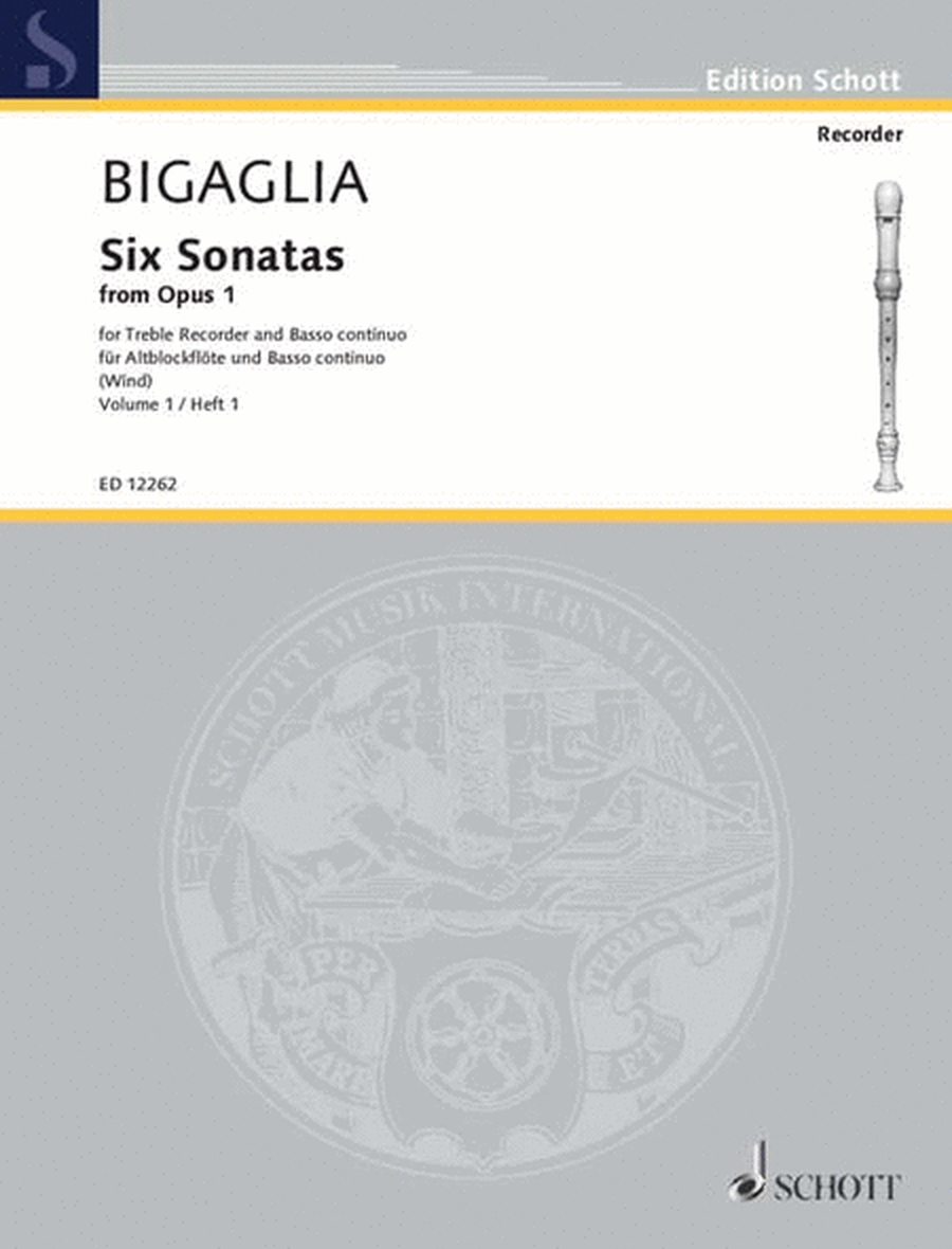 Bigaglia 6 Sonatas Bk.1 For Treb/cont