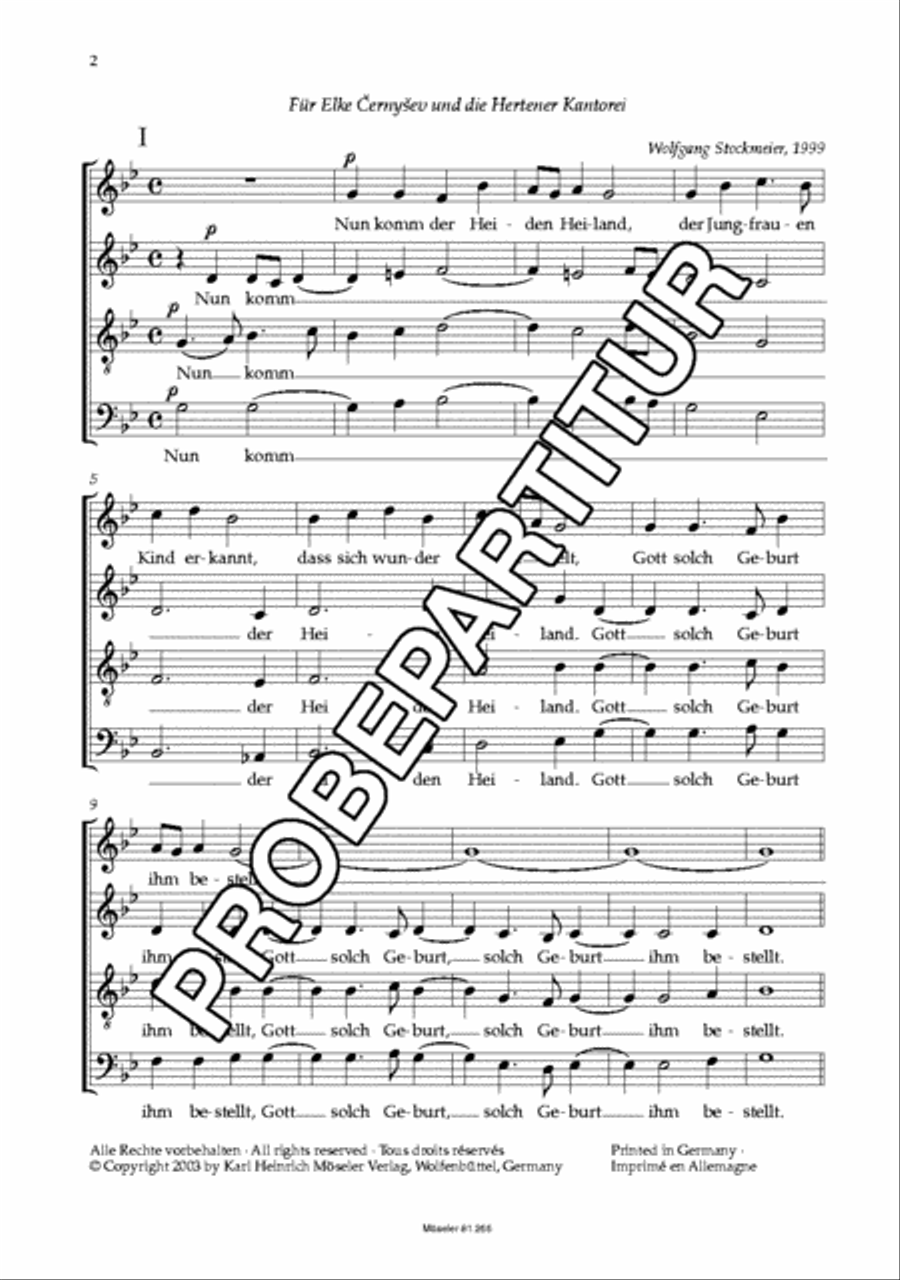Nun komm der Heiden Heiland Wk 323 4-Part scores gallery preview page 3