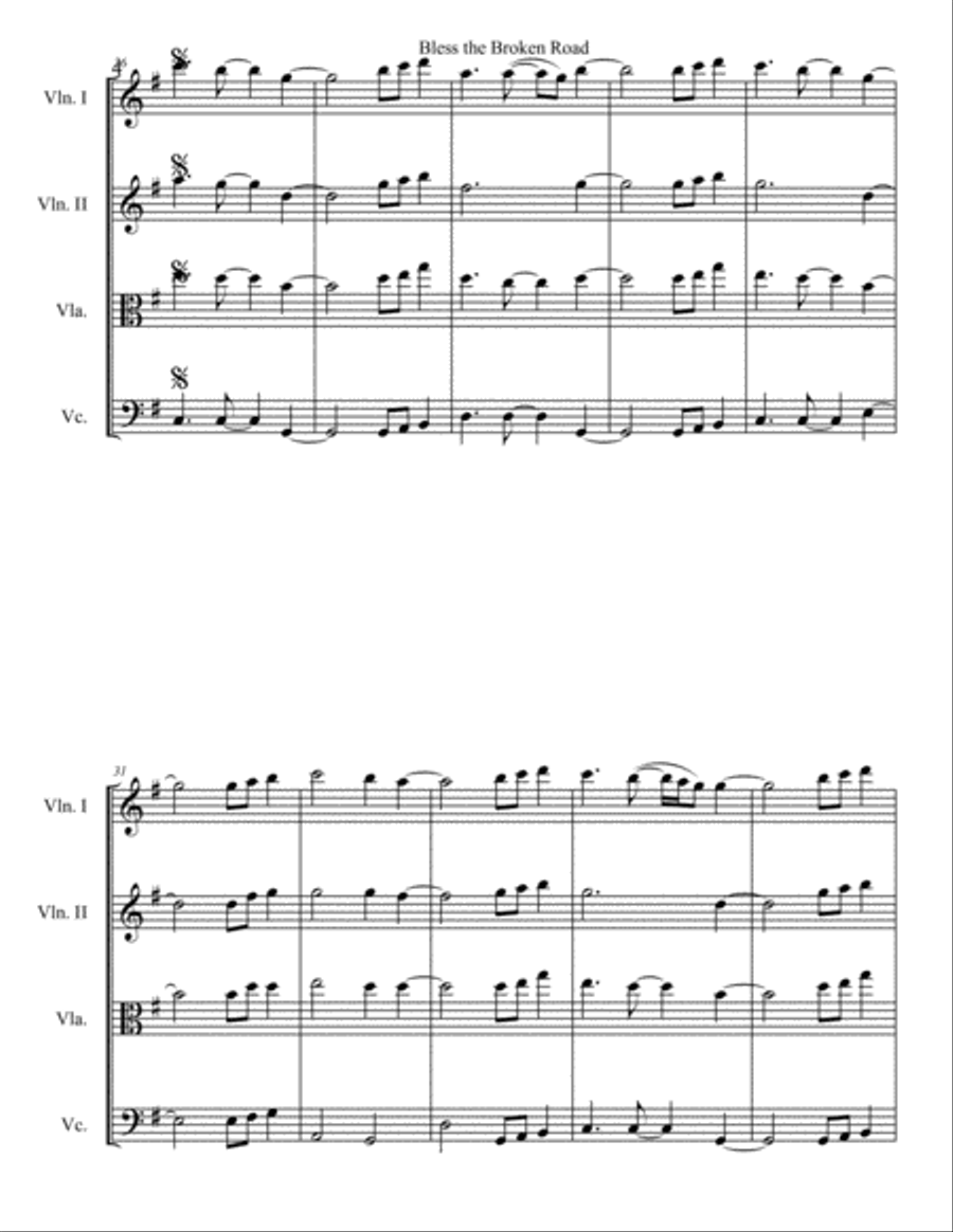 Bless The Broken Road String Quartet scores gallery preview page 4