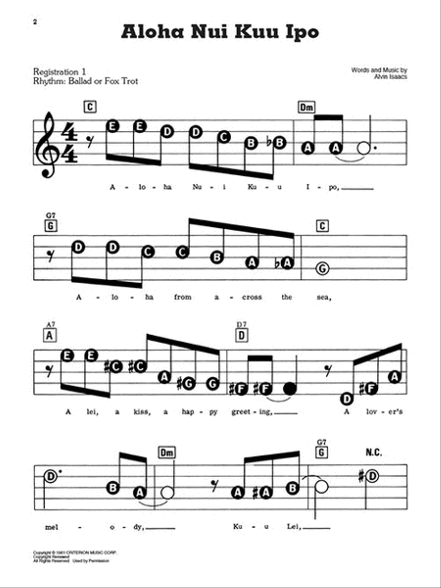 Songs of Hawaii Electronic Keyboard scores gallery preview page 3