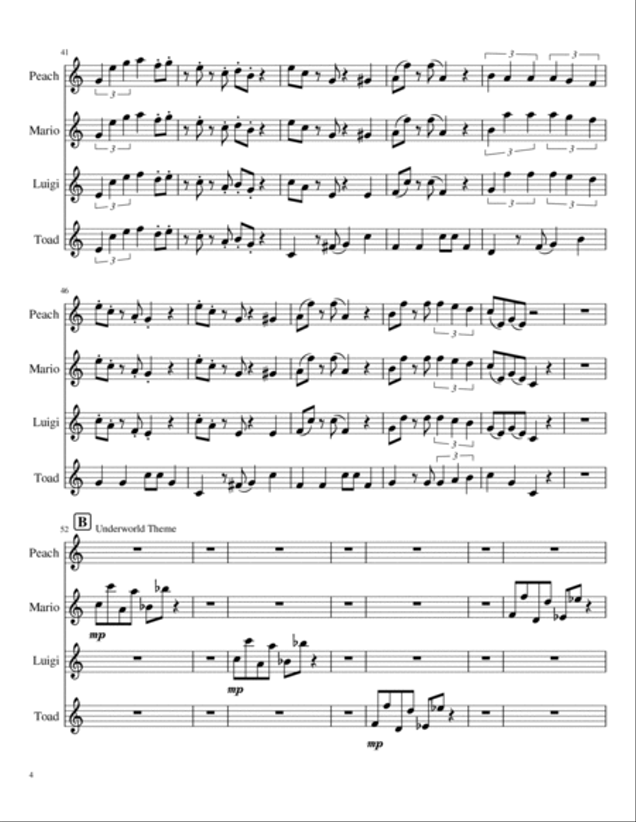 Super Mario 4 Maintheme/cues/endtheme Small Ensemble scores gallery preview page 4