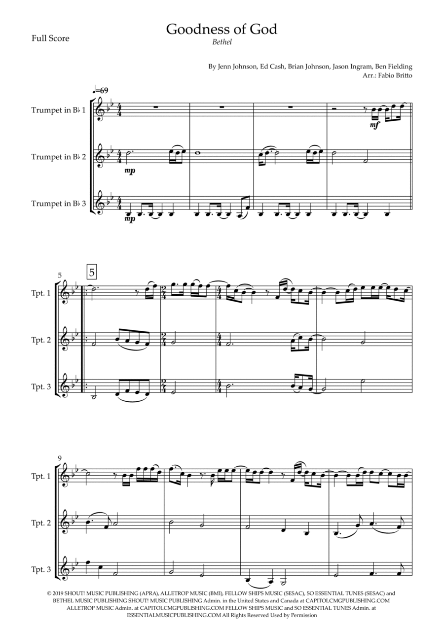 Goodness Of God Brass Trio scores gallery preview page 1