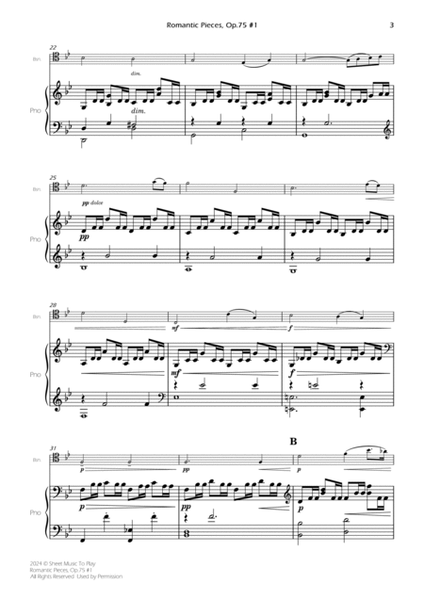 Romantic Pieces, Op.75 (1st mov.) - Bassoon and Piano (Full Score and Parts) image number null