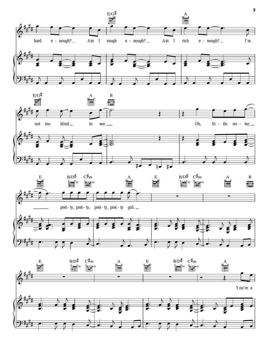 Beast Of Burden Piano, Vocal, Guitar scores gallery preview page 3