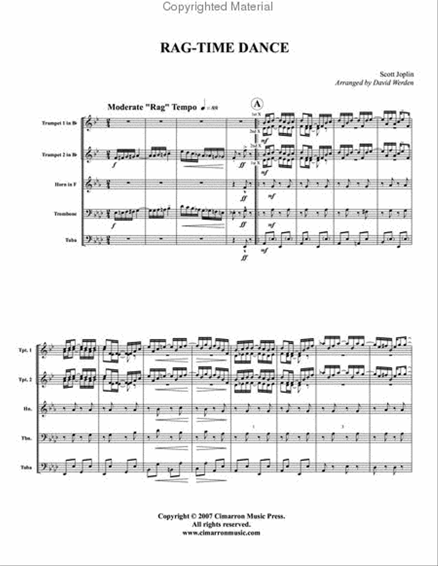 Rag-time Dance Brass Quintet scores gallery preview page 2