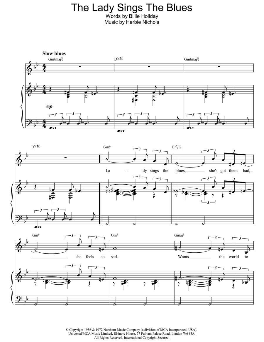 The Lady Sings The Blues The Lady Sings The Blues Piano Solo scores gallery preview page 1