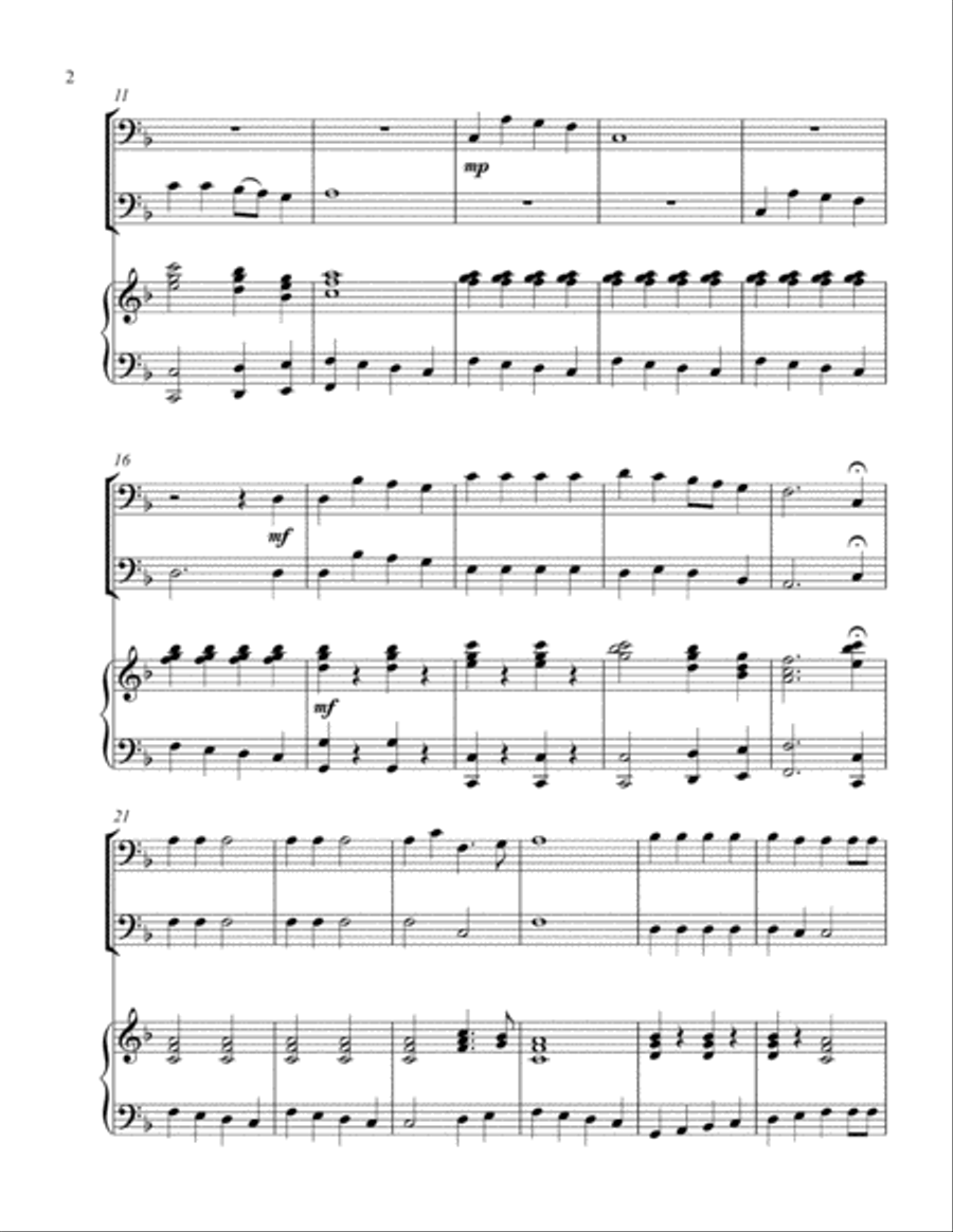 A Fun Christmas Medley (bass C instrument duet) Easy Piano scores gallery preview page 3