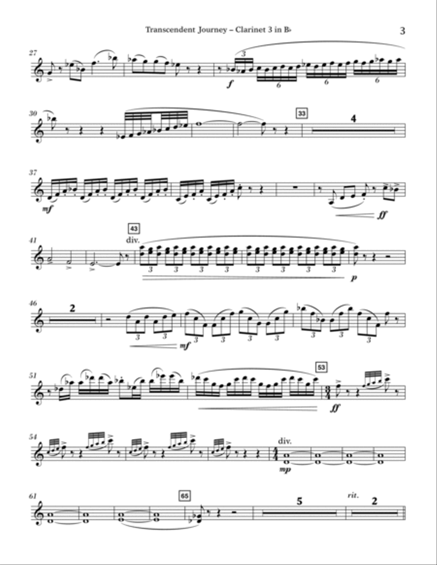 Transcendent Journey - Bb Clarinet 3 B-Flat Clarinet scores gallery preview page 2