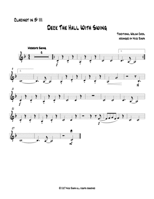Deck The Hall With Swing (B flat Clarinet 3 part for Clarinet quartet)