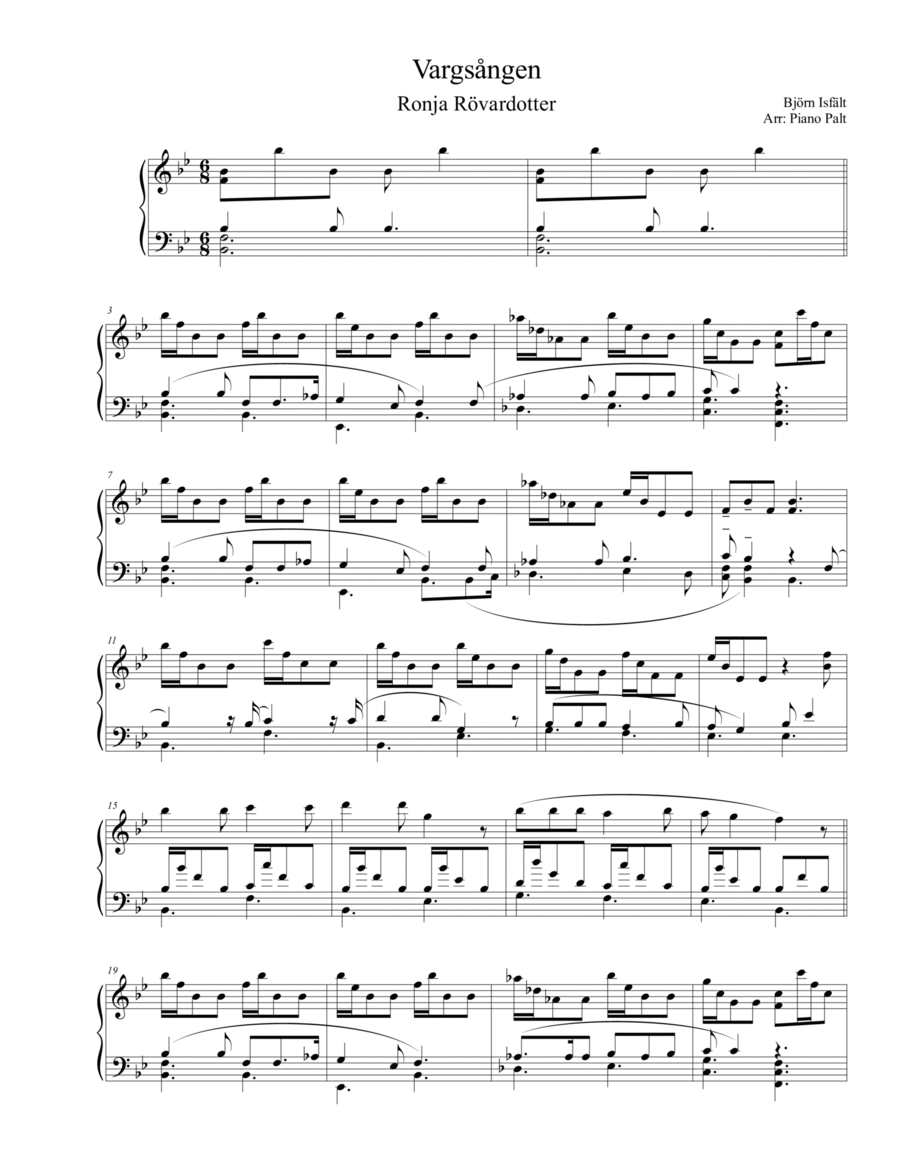 Vargsangen Vargsangen Piano Solo scores gallery preview page 1