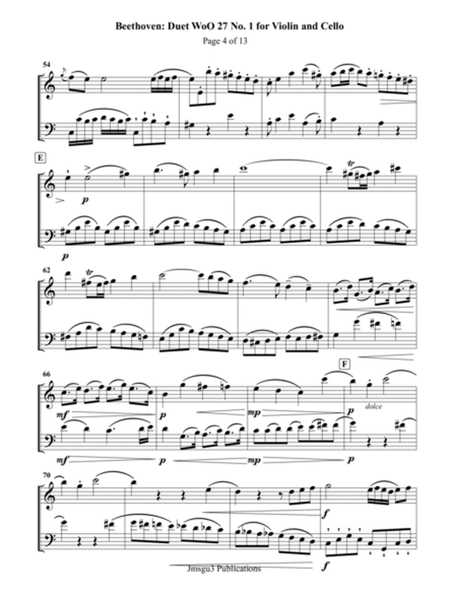 Beethoven: Duet WoO 27 No. 1 for Violin & Cello image number null