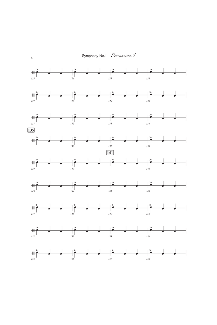 Symphony No. 1 (1st Percussion) Percussion scores gallery preview page 4