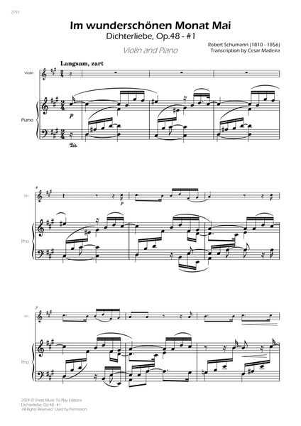 Dichterliebe, Op.48 No.1 - Violin and Piano (Full Score) image number null
