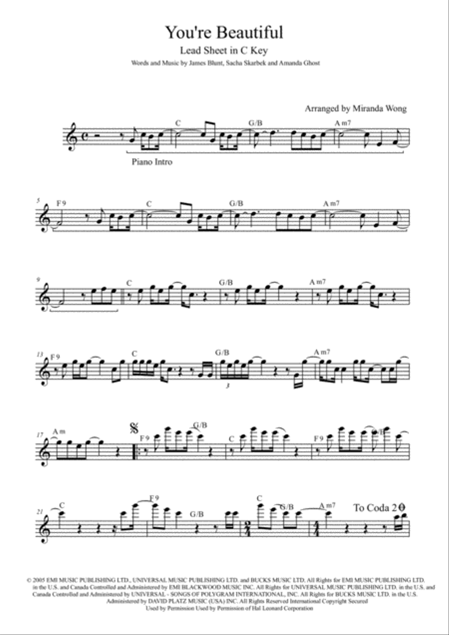 You're Beautiful Large Ensemble scores gallery preview page 3