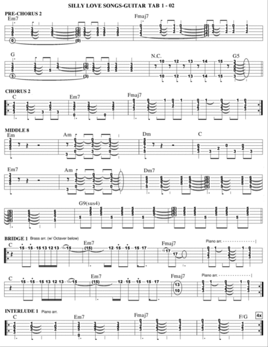 Silly Love Songs Guitar Tablature scores gallery preview page 2