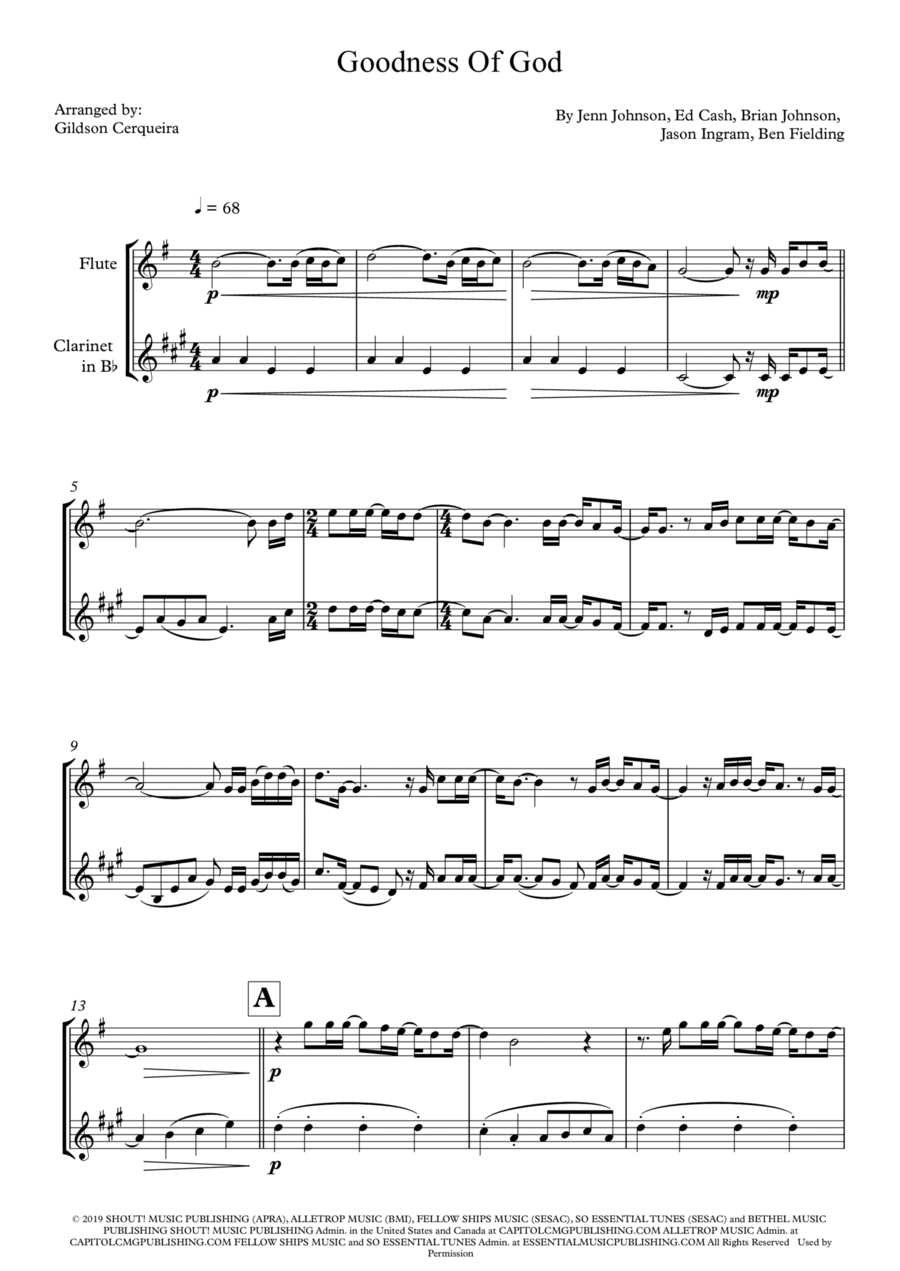 Goodness Of God Woodwind Duet scores gallery preview page 1