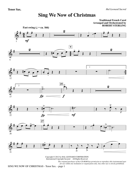 Sing We Now Of Christmas - Tenor Sax