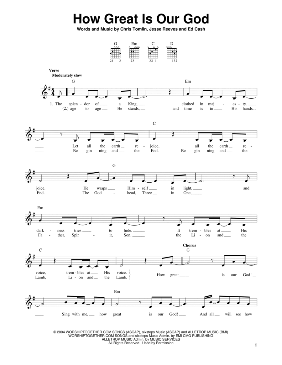 How Great Is Our God Easy Guitar scores gallery preview page 1