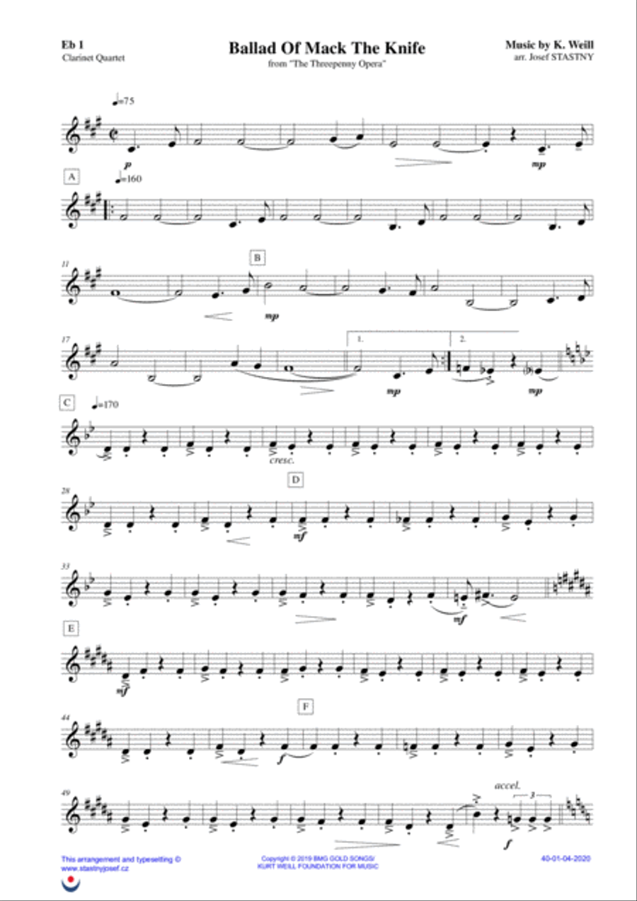 Mack The Knife Woodwind Quartet scores gallery preview page 4