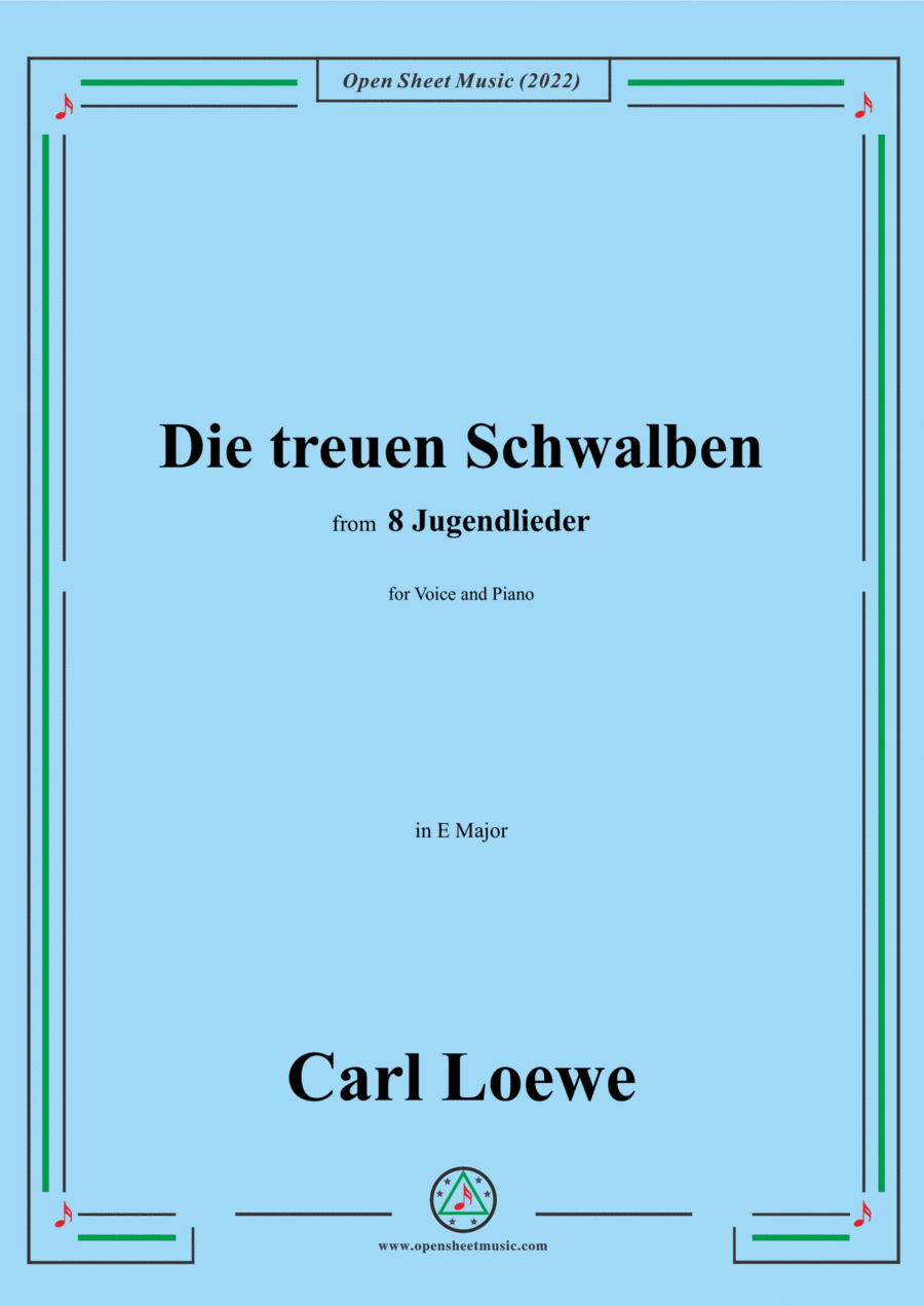 Loewe-Die treuen Schwalben,in E Major,for Voice and Piano Voice Solo scores gallery preview page 1