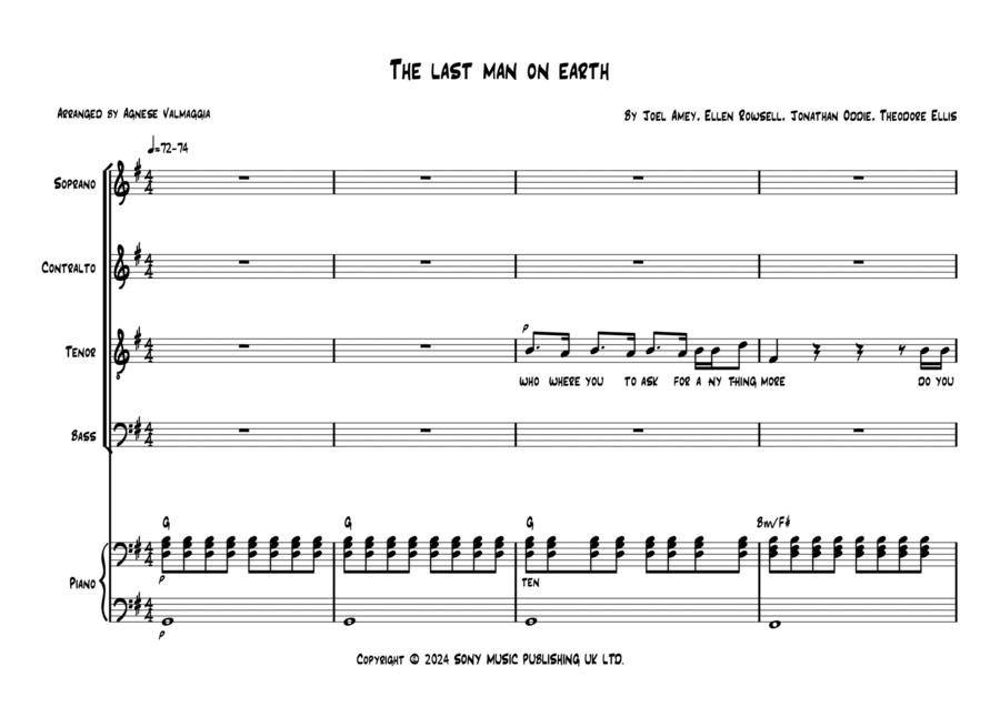 The Last Man On Earth The Last Man On Earth 4-Part scores gallery preview page 1