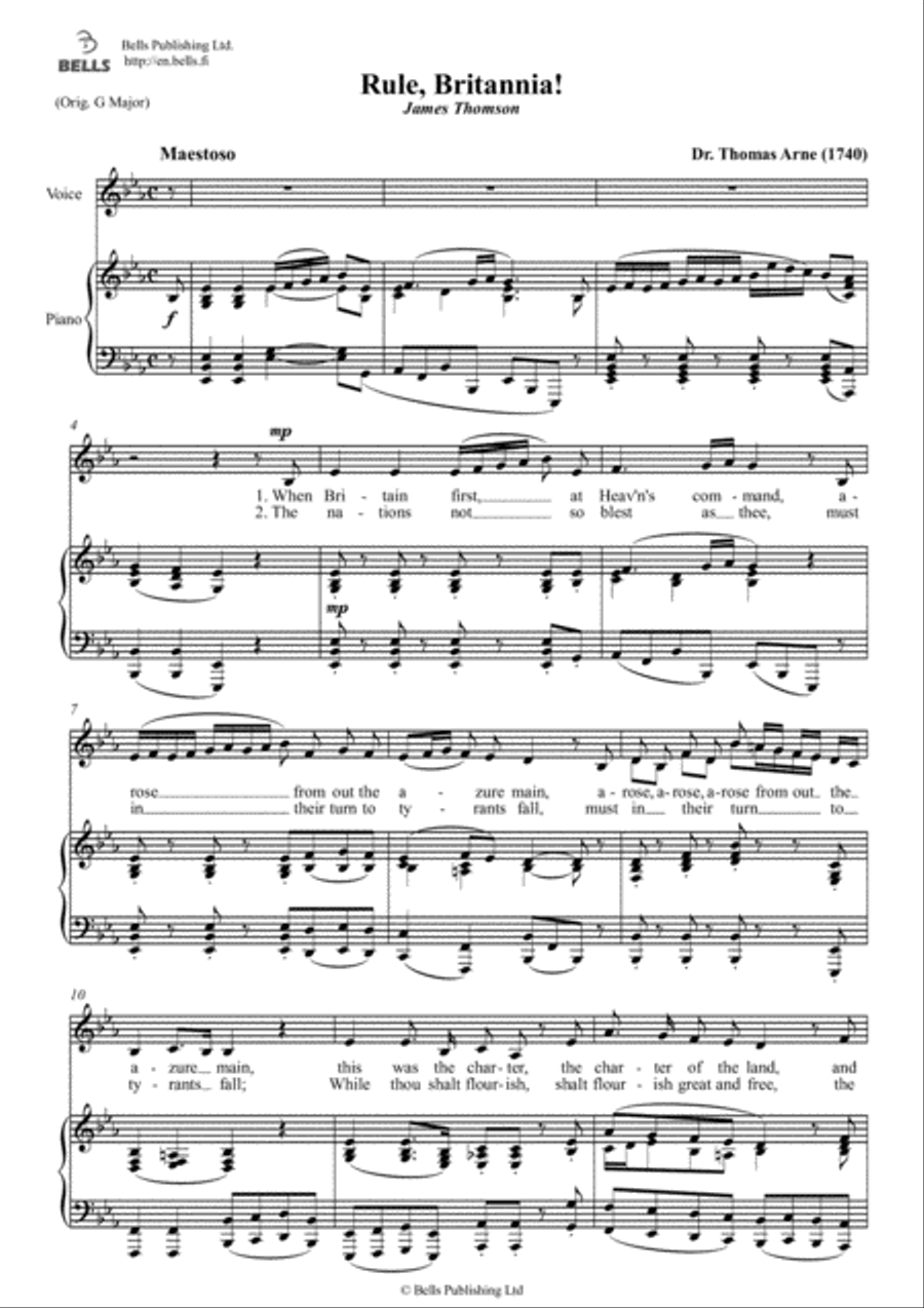 Rule, Britannia! (E-flat Major) Choir scores gallery preview page 1