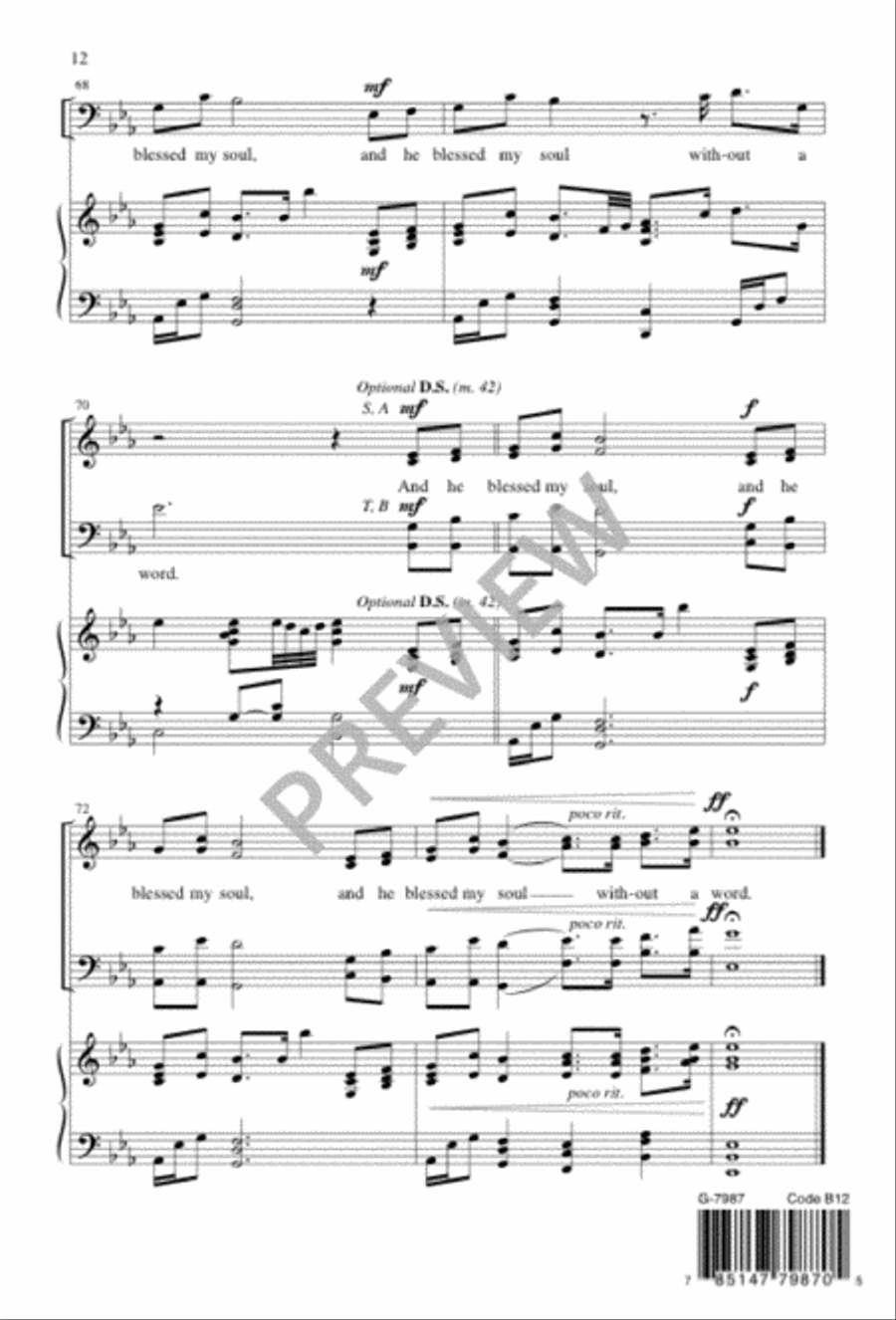 And He Blessed My Soul 4-Part scores gallery preview page 12