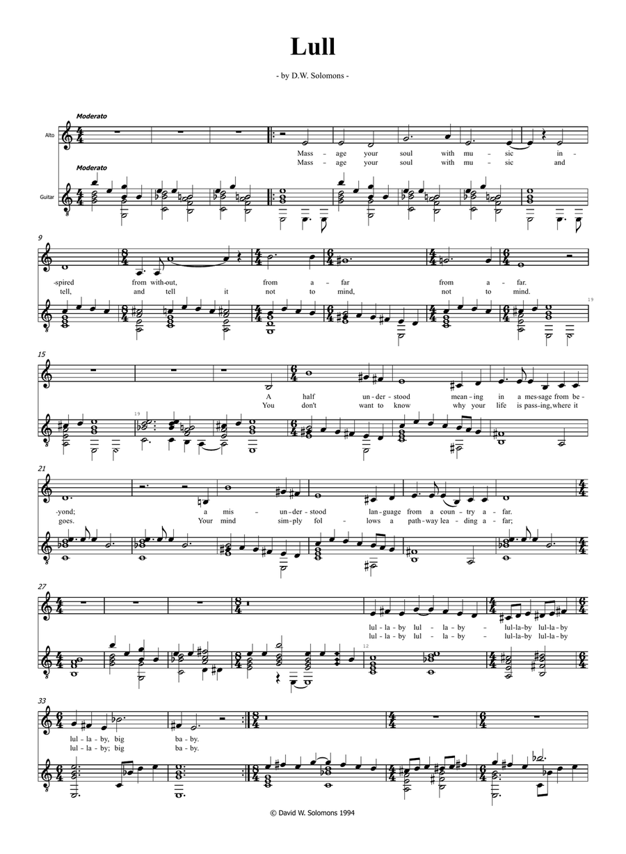 Lull - Massage your soul with music for alto and guitar Piano, Vocal scores gallery preview page 1