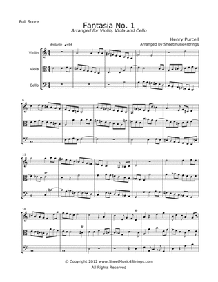 Book cover for Purcell, H. - Fantasia No. 1 for Violin, Viola and Cello
