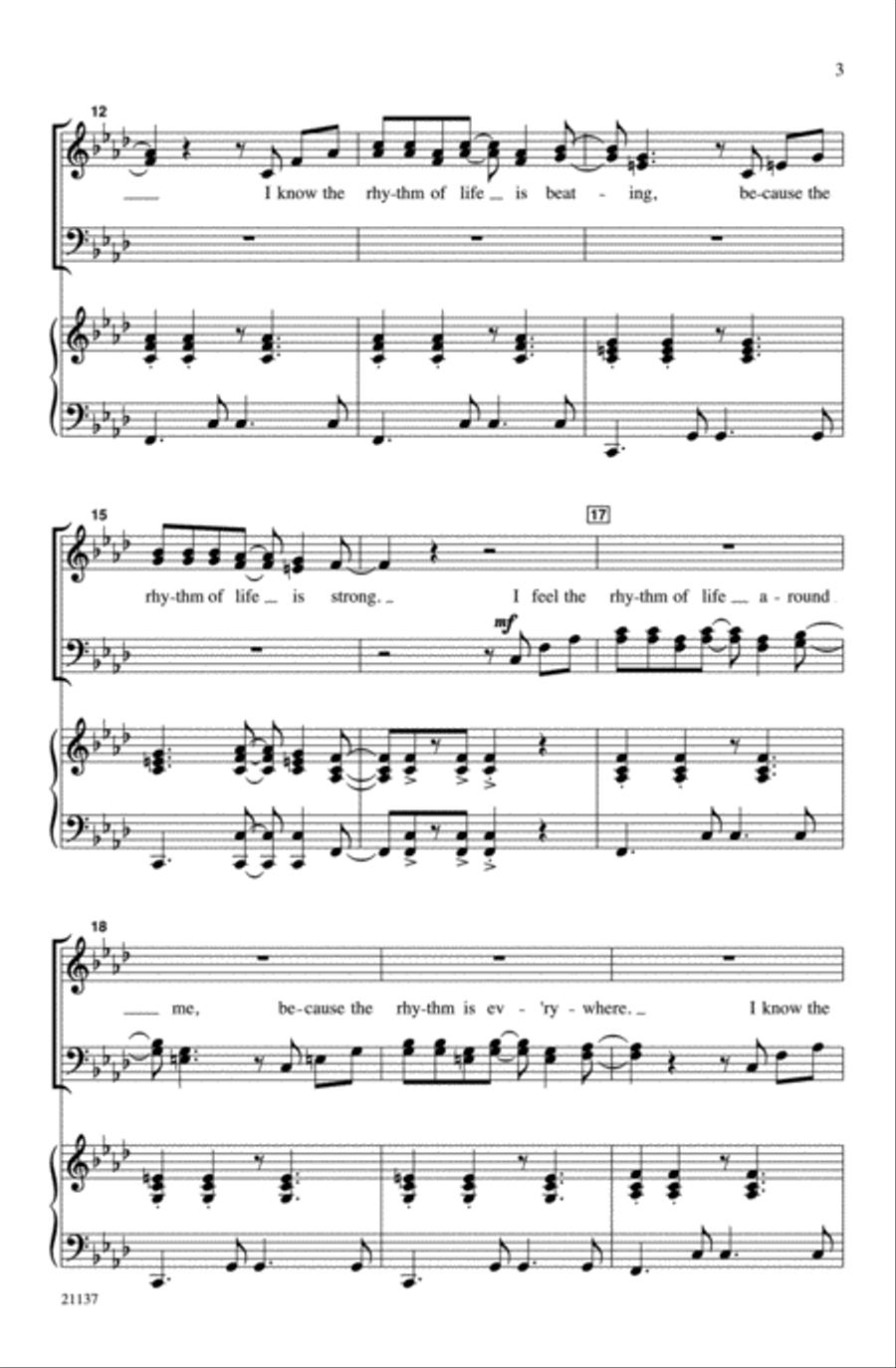 Oye la Música (Hear the Music) 4-Part scores gallery preview page 3