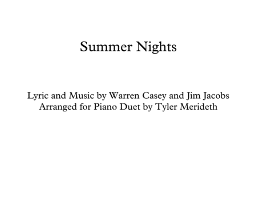 Summer Nights Piano scores gallery preview page 1