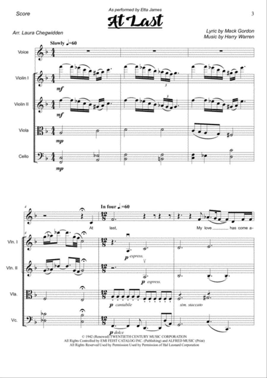 At Last String Quartet scores gallery preview page 3