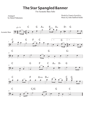 The Star Spangled Banner (For acoustic Bass Solo with Chords)