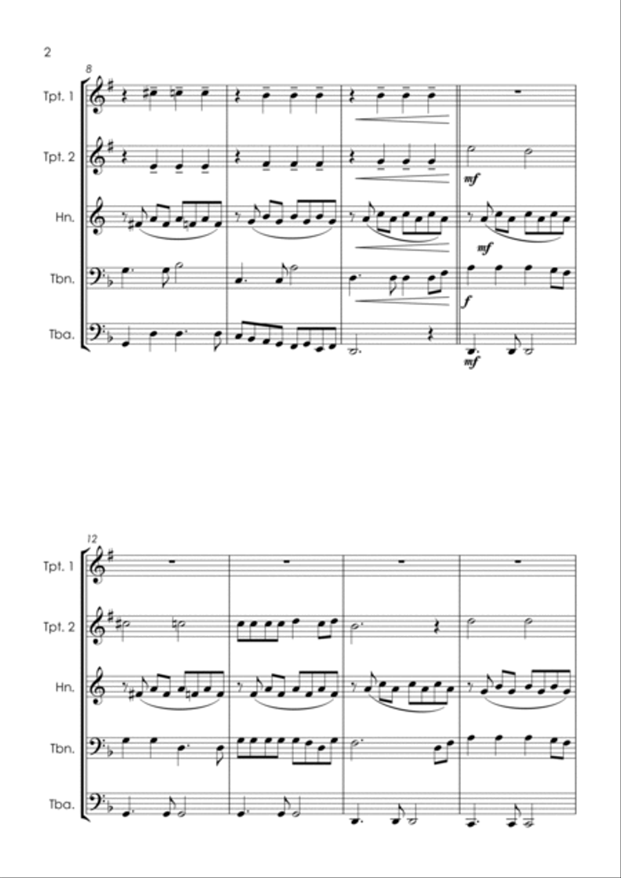Lecha Dodi לכה דודי (Jewish Wedding / Jewish Sabbath / Kabbalat Shabbat) - brass quintet Brass Quintet scores gallery preview page 6
