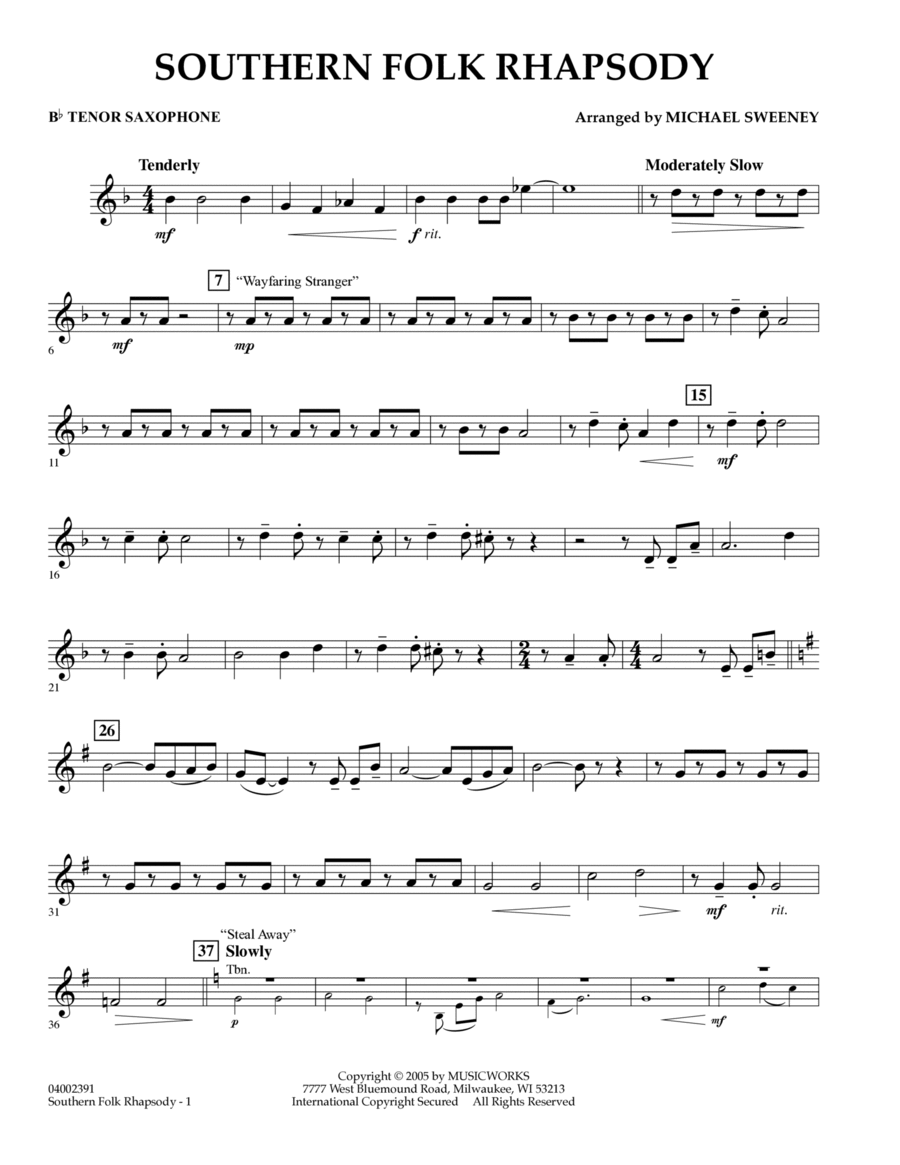 Southern Folk Rhapsody - Bb Tenor Saxophone Tenor Saxophone scores gallery preview page 1