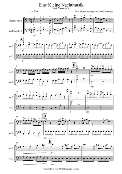Eine Kleine Nachtmusik (1st movement) for Cello Duet image number null