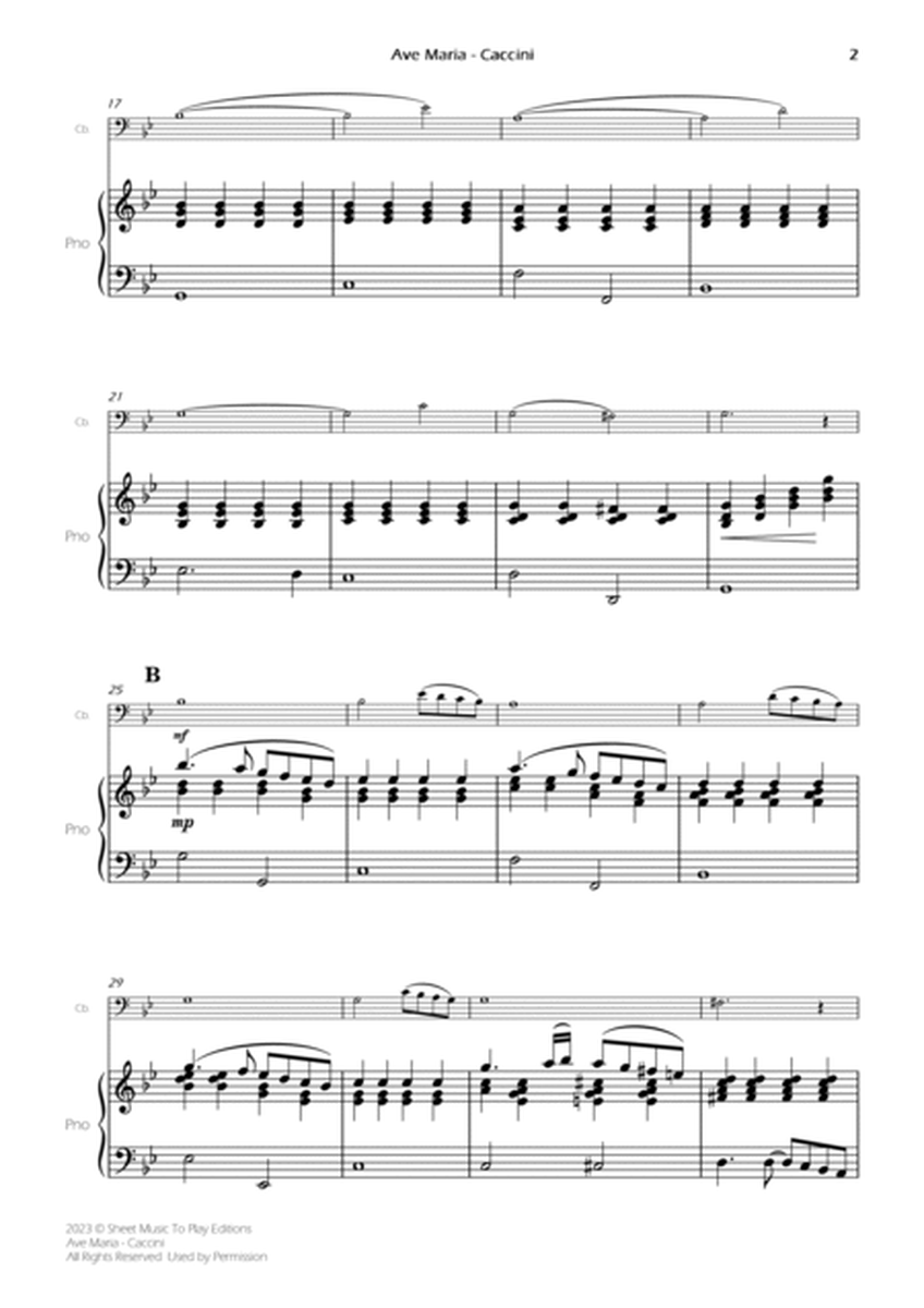 Caccini - Ave Maria - Contrabass and Piano (Full Score and Parts) image number null