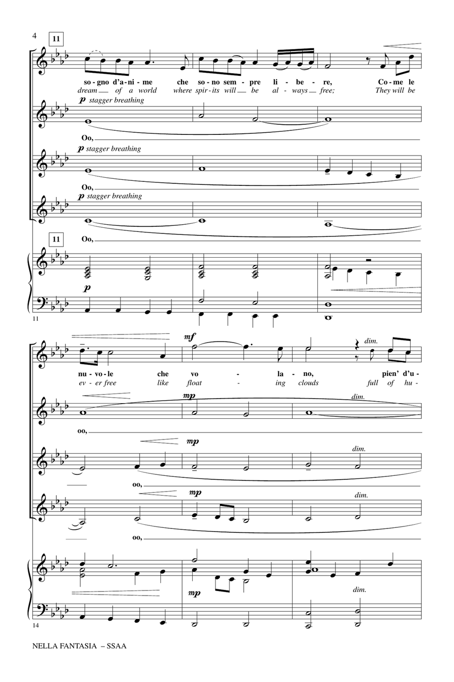 Nella Fantasia (In My Fantasy) (arr. Audrey Snyder) SSAA scores gallery preview page 2