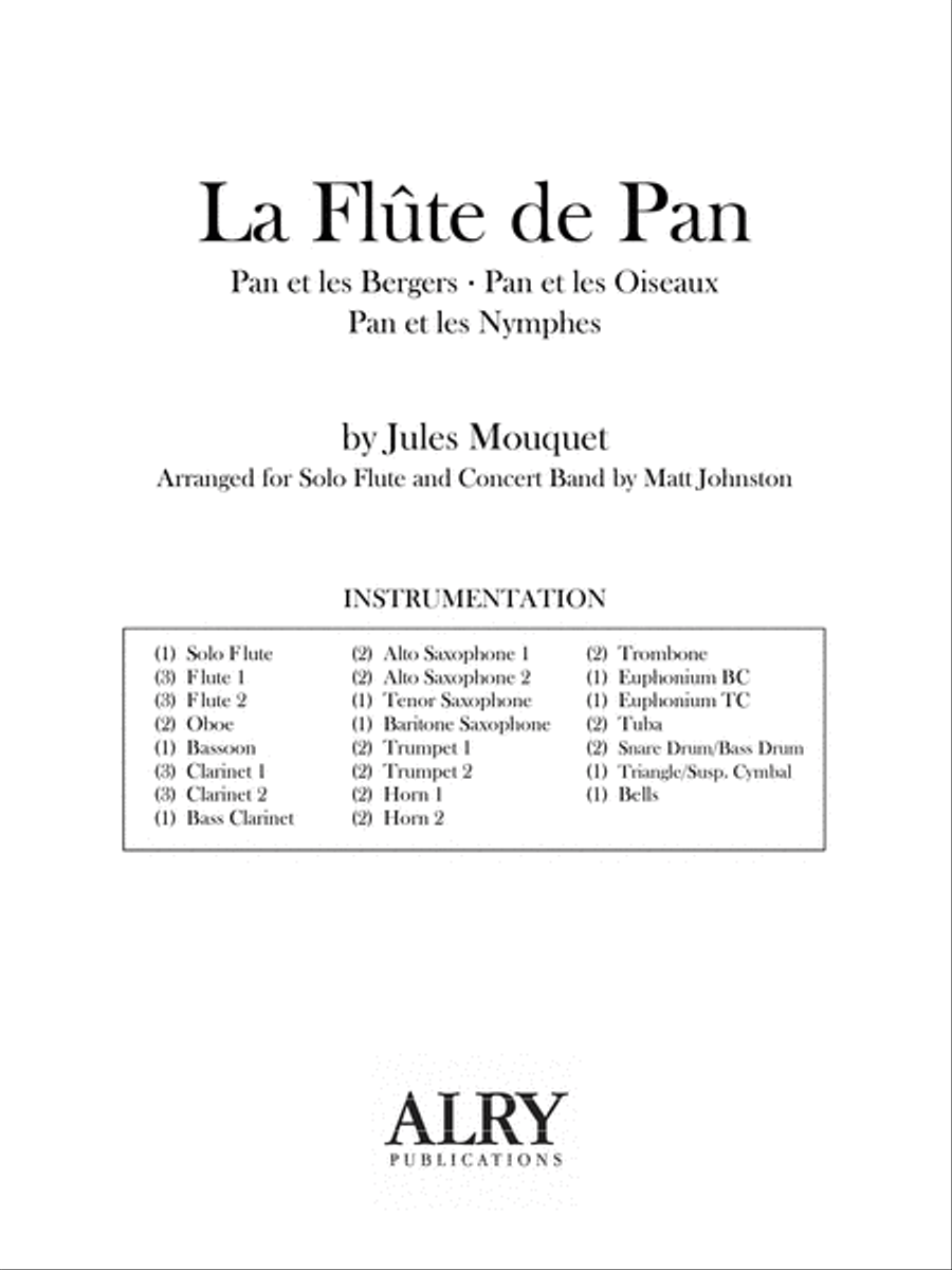 La Flute de Pan for Solo Flute and Concert Band