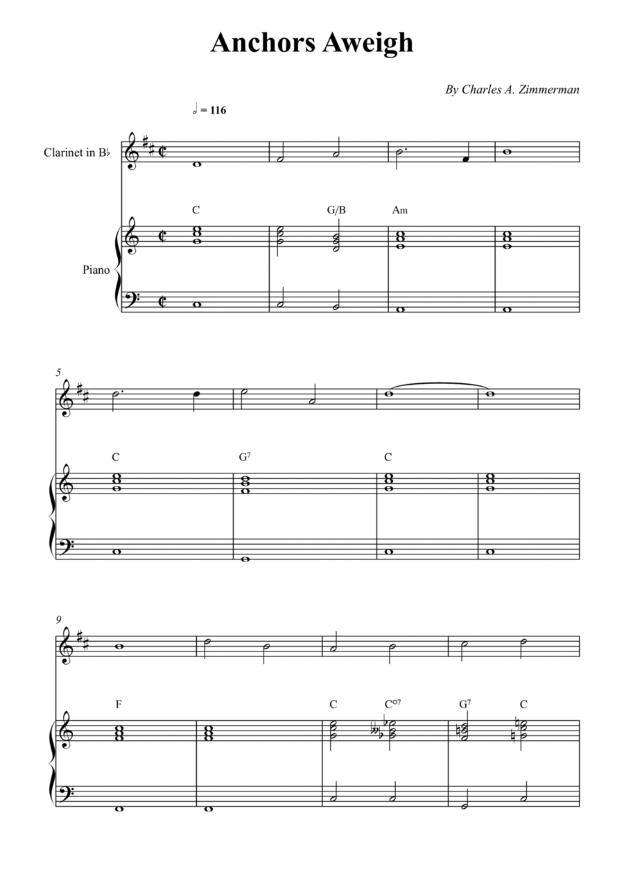 Anchors Aweigh Anchors Aweigh B-Flat Clarinet scores gallery preview page 1