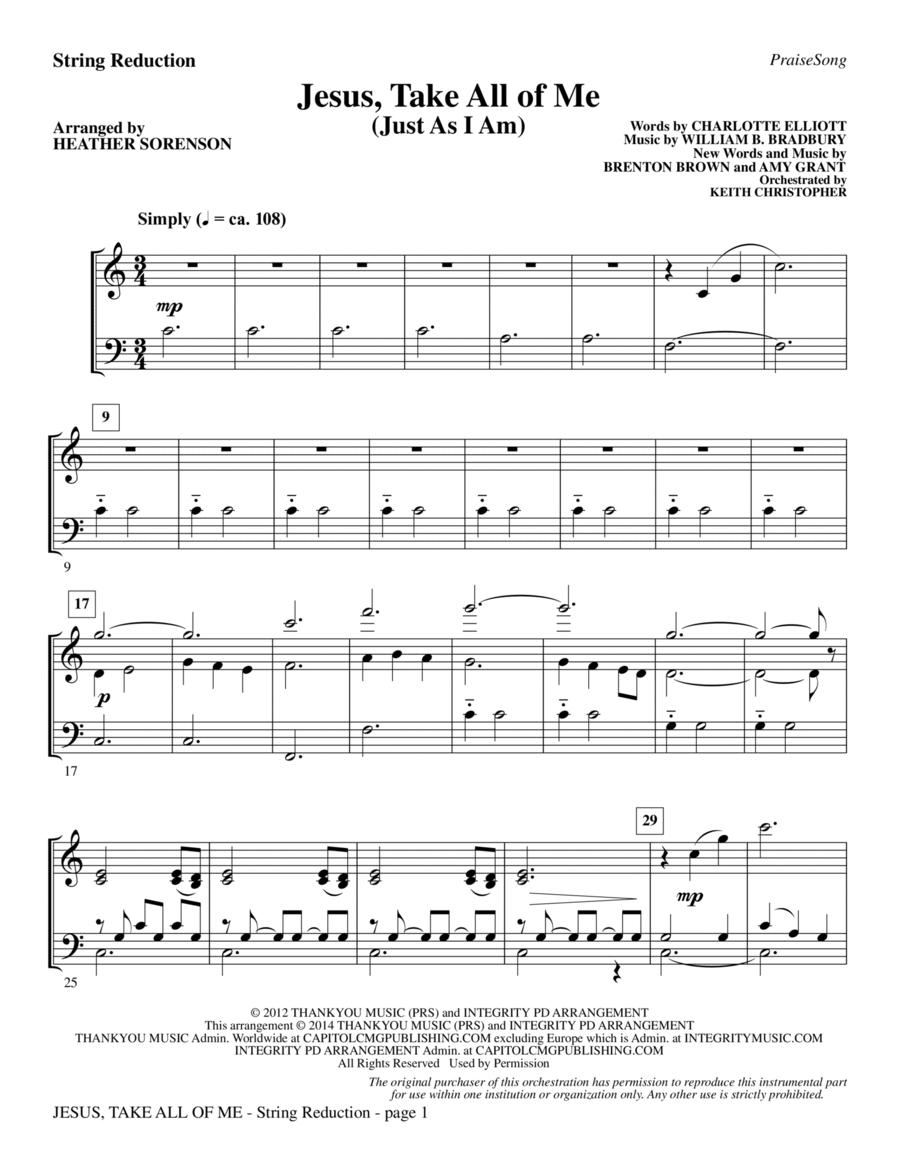 Jesus, Take All of Me - Keyboard String Reduction Choir scores gallery preview page 1